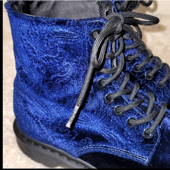 Dr. Martens Blue Velvet Boots - Picture 10 of 14